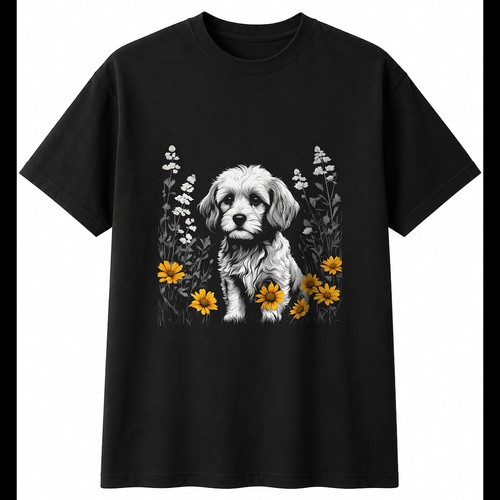 Cavachon with flowers - with,