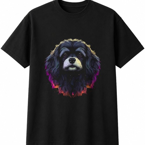 Colourful cavachon dog - colourful, lover