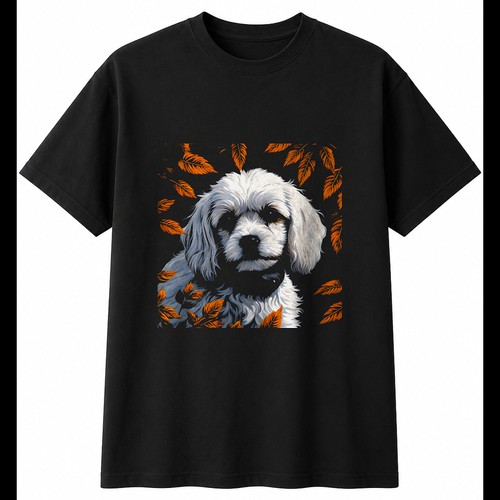 Botanical cavachon portrait - cavachon,