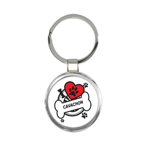 Cavachon gift round keychain - cavachon:,