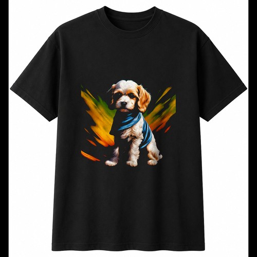 Airbrush cavachon torn dog - cavachon,