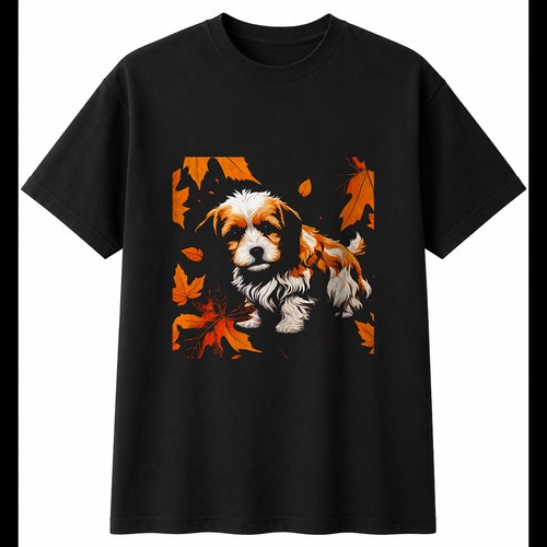 Cavachon autumn fantasy art - cavachon,