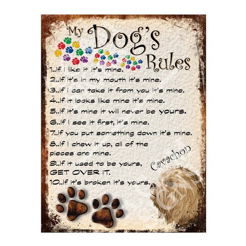 Dog rules retro metal - dog's,
